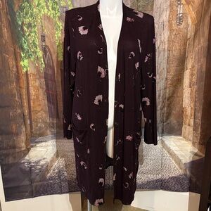 Maurices Burgundy Floral Cardigan